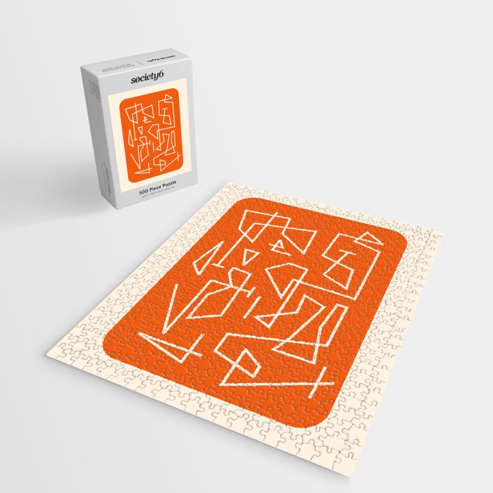 Peripatesis 2 Mid Century Modern Minimalist Line Abstract Orange Jigsaw Puzzle Gallery Image 2