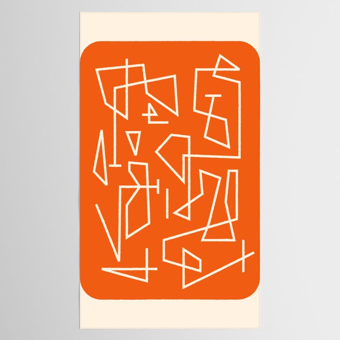 Peripatesis 2 Mid Century Modern Minimalist Line Abstract Orange Tablecloth Gallery Image 2