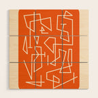 Peripatesis 2 Mid Century Modern Minimalist Line Abstract Orange Wood Wall Art Gallery Image 1