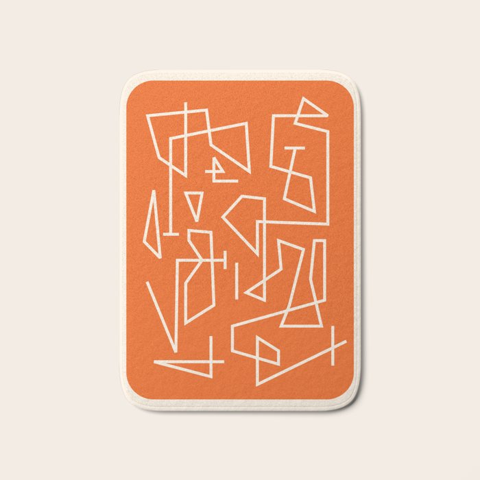 Peripatesis 2 Mid Century Modern Minimalist Line Abstract Orange Bath Mat Gallery Image 1