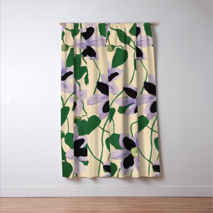 Clematis Botanical Illustration Window Curtain Gallery Image 3