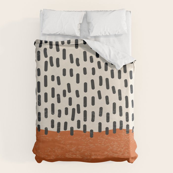 Mid Century Modern Minimalist Rothko Inspired Color Field Red Rain With Lines Geometric Style Duvet Cover Gallery Image 1