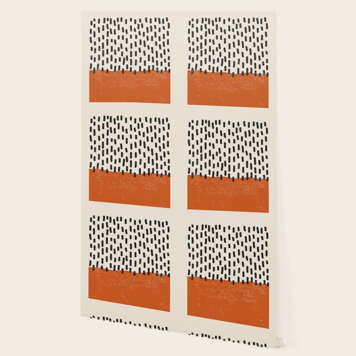 Mid Century Modern Minimalist Rothko Inspired Color Field Red Rain With Lines Geometric Style Wallpaper Gallery Image 2