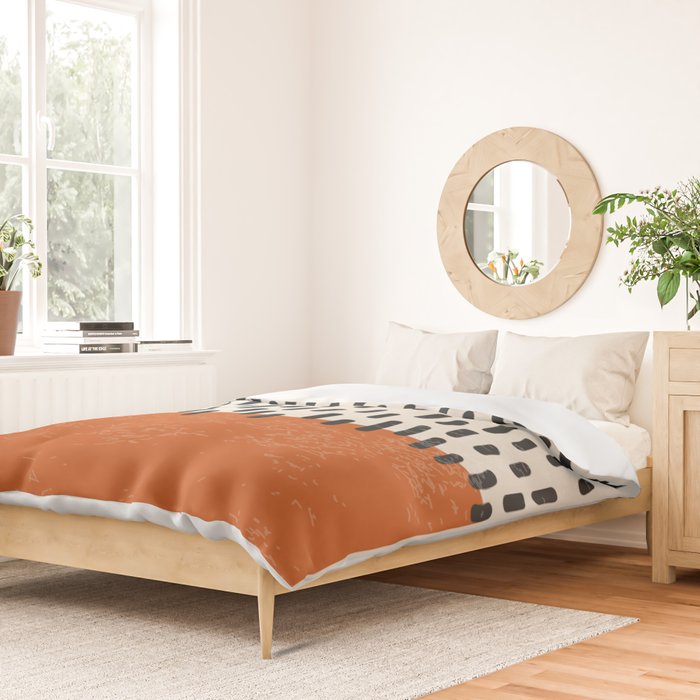 Mid Century Modern Minimalist Rothko Inspired Color Field Red Rain With Lines Geometric Style Duvet Cover Gallery Image 2