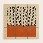 Mid Century Modern Minimalist Rothko Inspired Color Field Red Rain With Lines Geometric Style Wood Wall Art Gallery Image 1