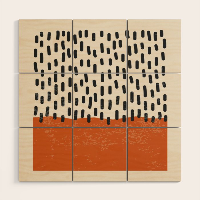 Mid Century Modern Minimalist Rothko Inspired Color Field Red Rain With Lines Geometric Style Wood Wall Art Gallery Image 1