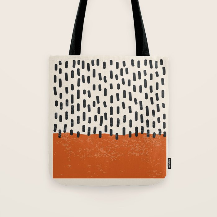 Mid Century Modern Minimalist Rothko Inspired Color Field Red Rain With Lines Geometric Style Tote Bag Gallery Image 1