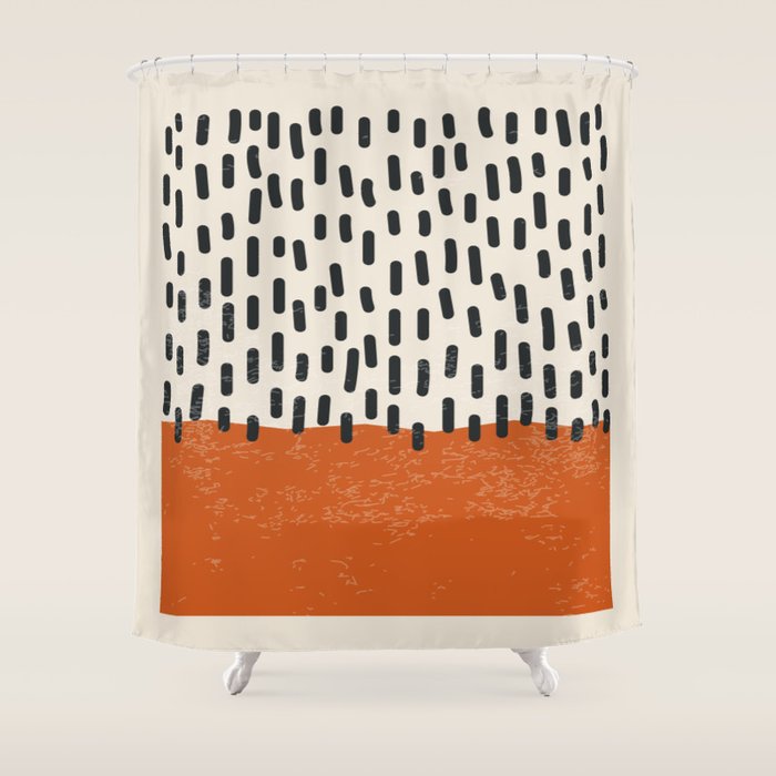 Mid Century Modern Minimalist Rothko Inspired Color Field Red Rain With Lines Geometric Style Shower Curtain Gallery Image 1