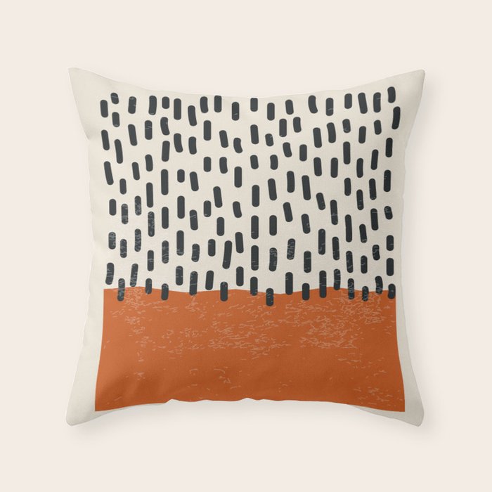 Mid Century Modern Minimalist Rothko Inspired Color Field Red Rain With Lines Geometric Style Throw Pillow Gallery Image 1