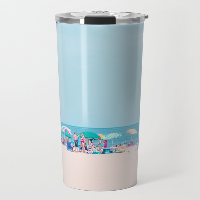 Colorful Umbrellas on the Beach Travel Mug Gallery Image 1
