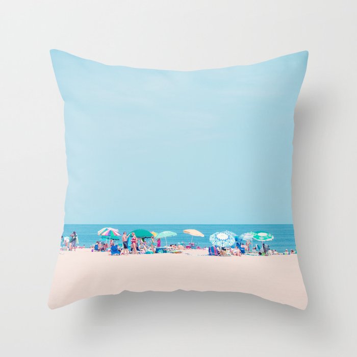 Colorful Umbrellas on the Beach Throw Pillow Gallery Image 6
