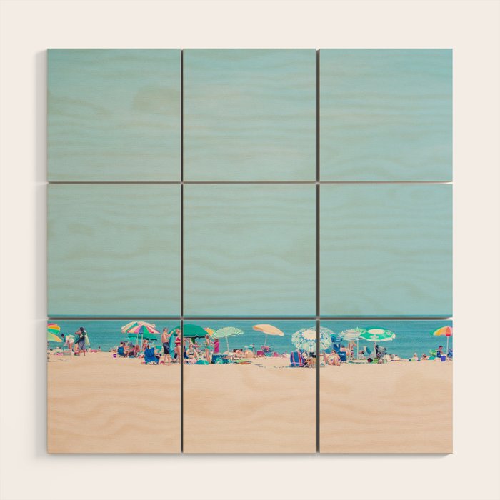 Colorful Umbrellas on the Beach Wood Wall Art Gallery Image 2