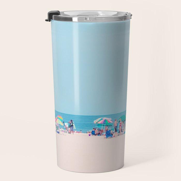 Colorful Umbrellas on the Beach Travel Mug Gallery Image 3