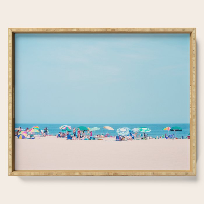 Colorful Umbrellas on the Beach Serving Tray Gallery Image 1