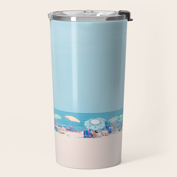 Colorful Umbrellas on the Beach Travel Mug Gallery Image 2