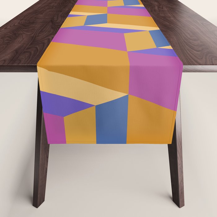 Cuboid Geometric Abstract Shapes Pattern XXV Table Runner Gallery Image 1