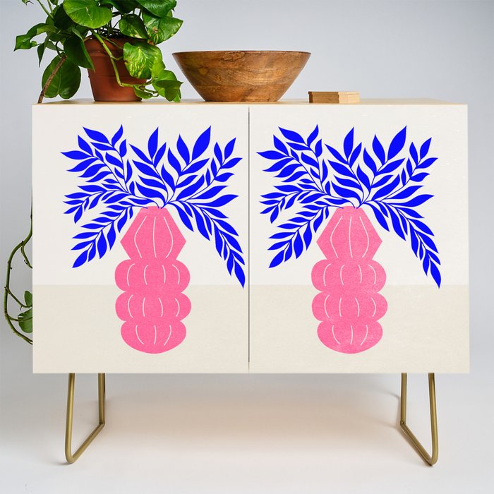 Ruby Pink Vase & Electric Leaves: Vases & Stuff 01 Credenza Gallery Image 1