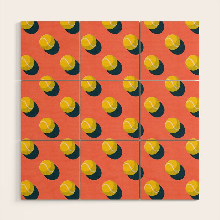 BALLS Tennis - clay court - pattern Wood Wall Art Gallery Image 1
