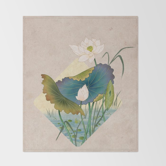 lotursflowers C : Minhwa-Korean traditional/folk art Throw Blanket Gallery Image 2