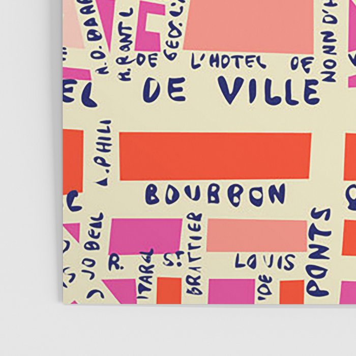 paris map pink Poster Gallery Image 3