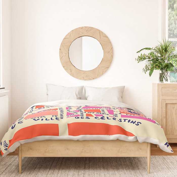 paris map pink Duvet Cover Gallery Image 3