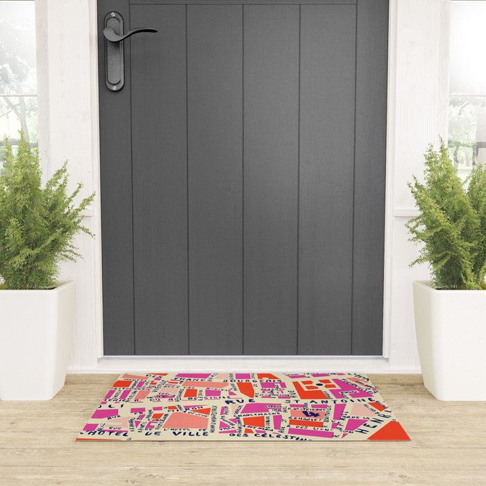 paris map pink Welcome Mat Gallery Image 3