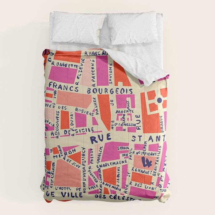 paris map pink Comforter Gallery Image 1