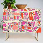paris map pink Credenza Gallery Image 1