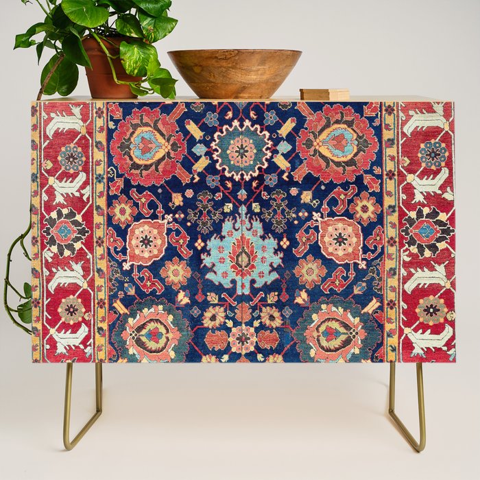 Kelleh Northwest Persian Azerbaijan Floral Carpet Print Credenza Gallery Image 1