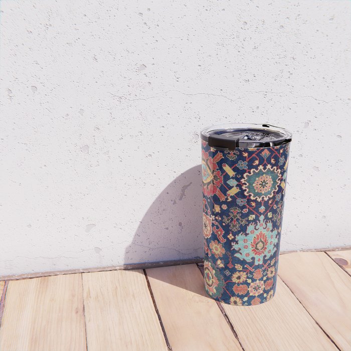 Kelleh Northwest Persian Azerbaijan Floral Carpet Print Travel Mug Gallery Image 4