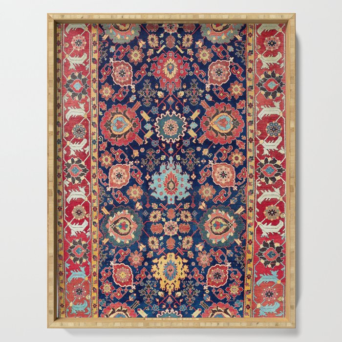 Kelleh Northwest Persian Azerbaijan Floral Carpet Print Serving Tray Gallery Image 1