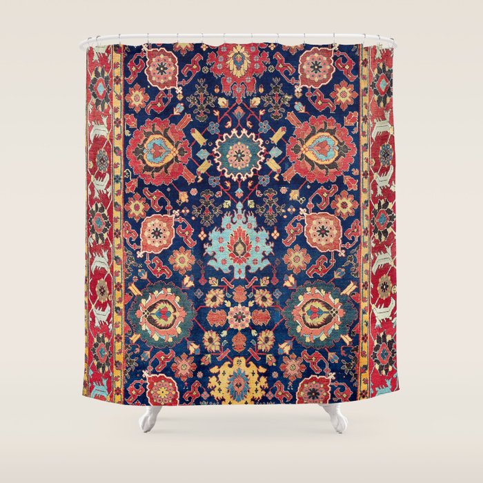 Kelleh Northwest Persian Azerbaijan Floral Carpet Print Shower Curtain Gallery Image 1