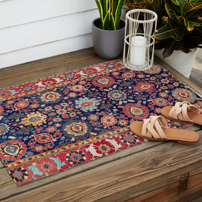 Kelleh Northwest Persian Azerbaijan Floral Carpet Print Outdoor Rug Gallery Image 2
