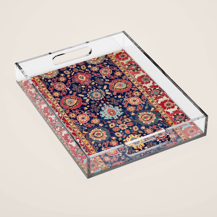 Kelleh Northwest Persian Azerbaijan Floral Carpet Print Acrylic Tray Gallery Image 1