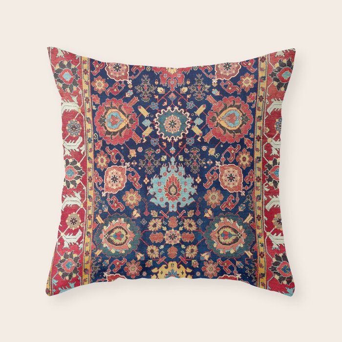Kelleh Northwest Persian Azerbaijan Floral Carpet Print Throw Pillow Gallery Image 6