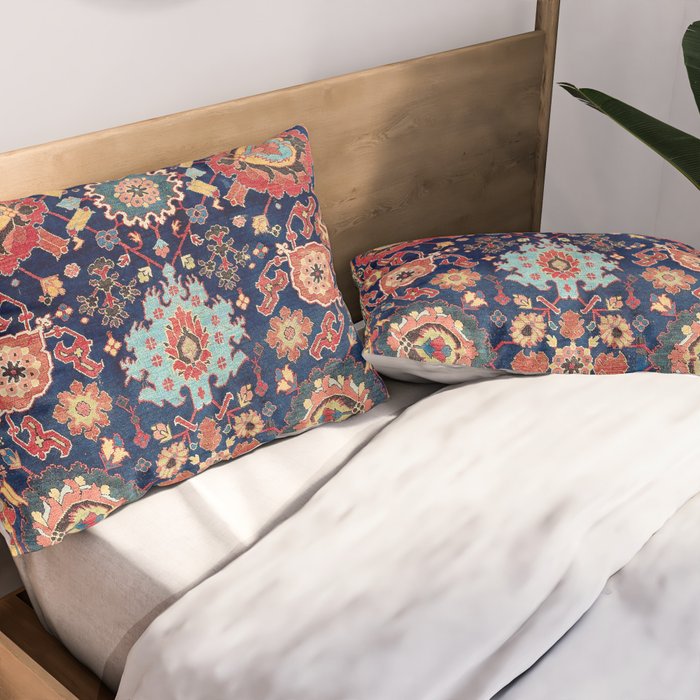 Kelleh Northwest Persian Azerbaijan Floral Carpet Print Pillow Sham Gallery Image 2
