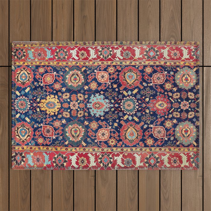 Kelleh Northwest Persian Azerbaijan Floral Carpet Print Outdoor Rug Gallery Image 1