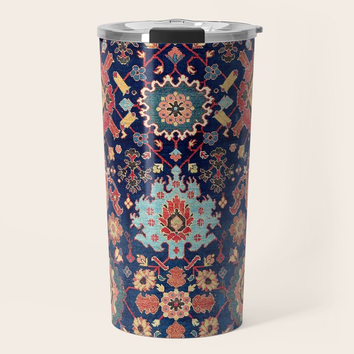 Kelleh Northwest Persian Azerbaijan Floral Carpet Print Travel Mug Gallery Image 1