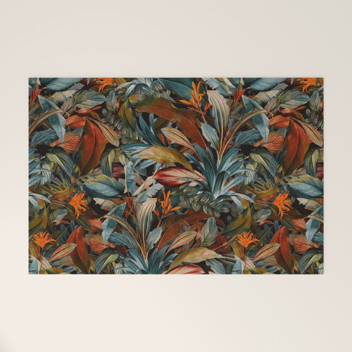 Tropical Night Garden Multicolor Welcome Mat Gallery Image 1