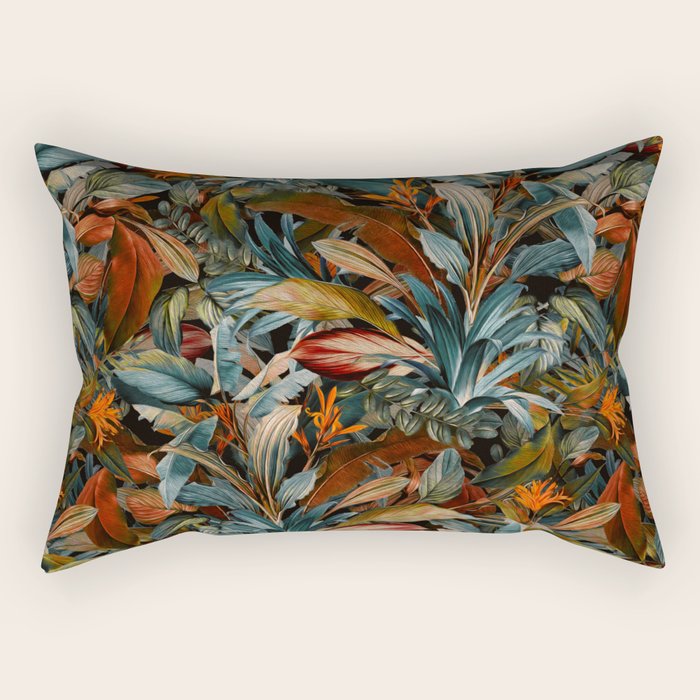 Tropical Night Garden Multicolor Rectangular Pillow Gallery Image 2