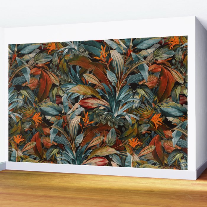 Tropical Night Garden Multicolor Wall Mural Gallery Image 2