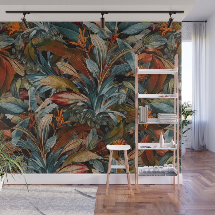 Tropical Night Garden Multicolor Wall Mural Gallery Image 1