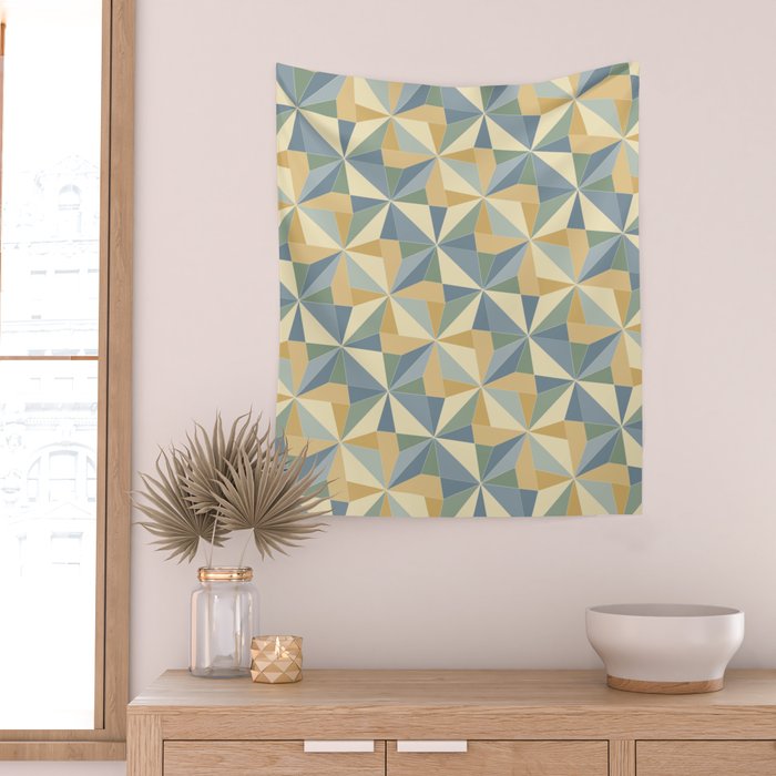 Kaleidoscope Tile Pattern XIV Neutral Earthy Pastel Wall Tapestry Gallery Image 2