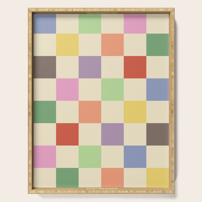 Colorful Checkered Pattern Serving Tray Gallery Image 1