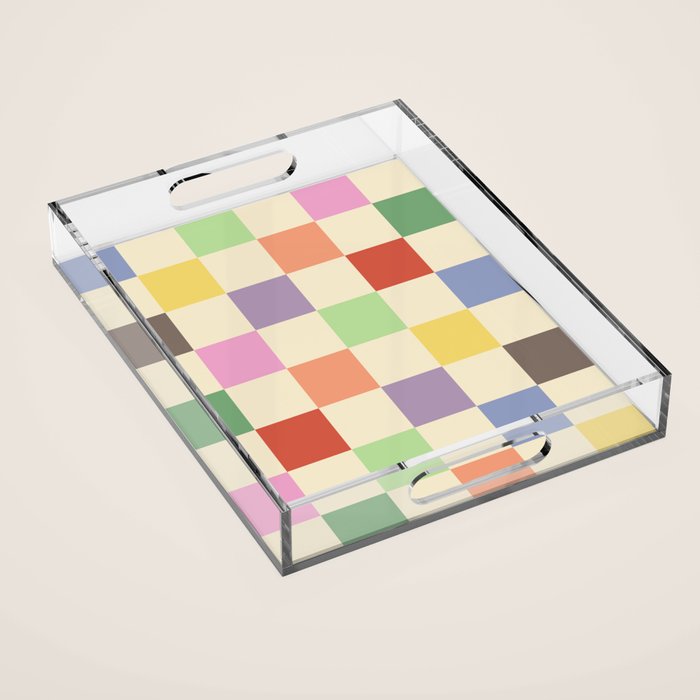 Colorful Checkered Pattern Acrylic Tray Gallery Image 1