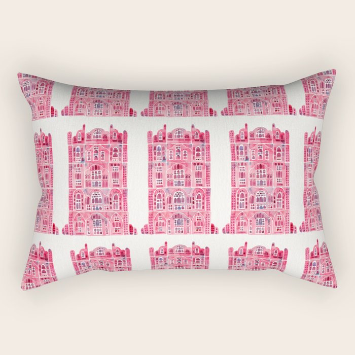 Hawa Mahal - Pink Palace of Jaipur, India Rectangular Pillow Gallery Image 2