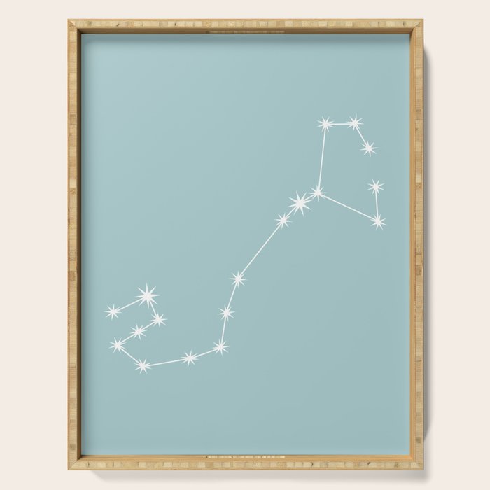 Scorpio Zodiac Star Constellation Line Art Pastel Teal Serving Tray Gallery Image 1