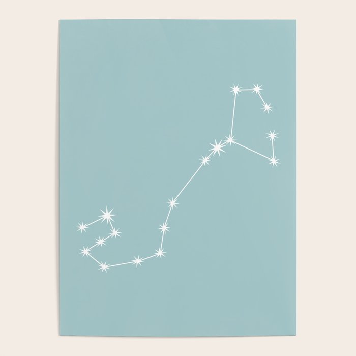 Scorpio Zodiac Star Constellation Line Art Pastel Teal Poster Gallery Image 4