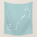 Scorpio Zodiac Star Constellation Line Art Pastel Teal Wall Tapestry Gallery Image 4