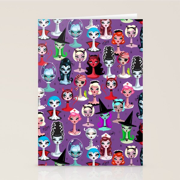 Spooky Dolls Purple Stationery Card Gallery Image 2
